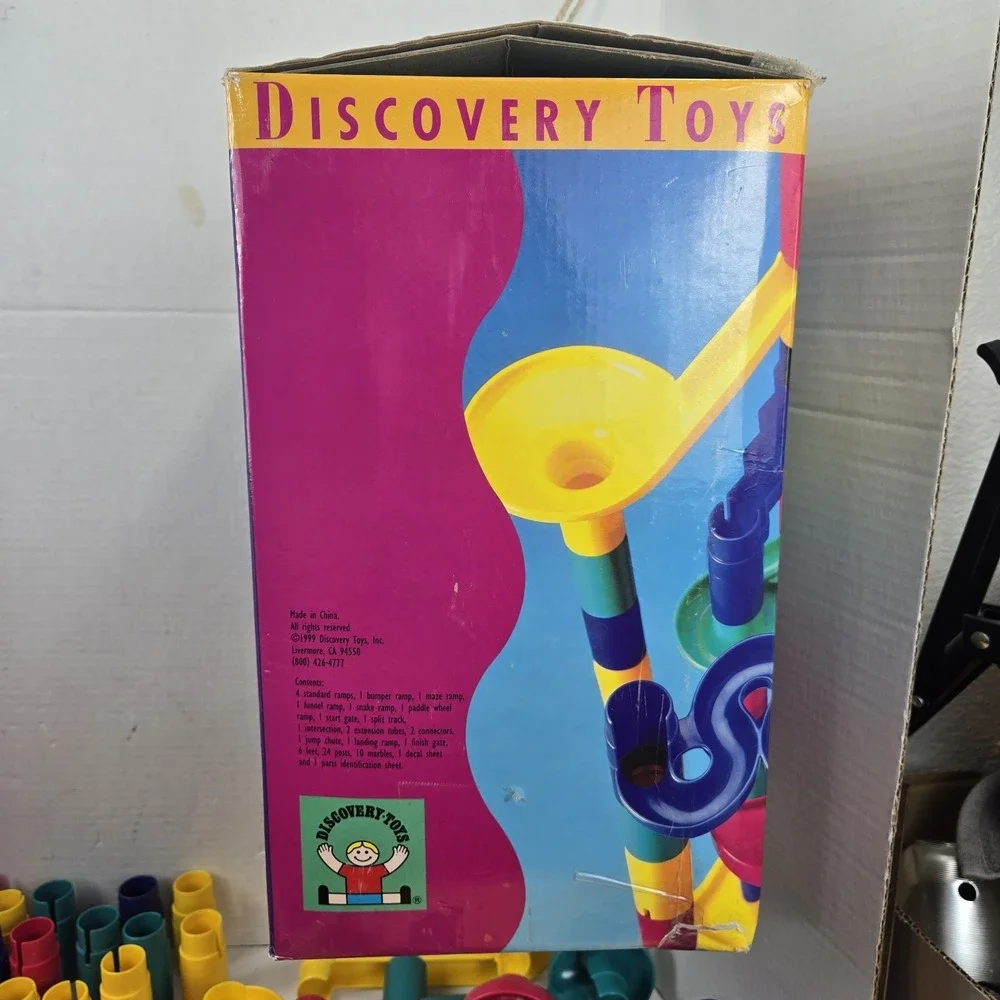 Vtg 1997 Discovery Toys Super Marbleworks Raceway Box COMPLETE 59pc + 50 Marbles
